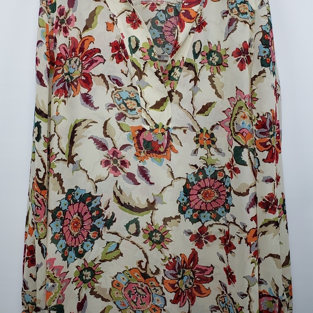 Travel Smith Womens V-Neck Floral Blouse Top XL